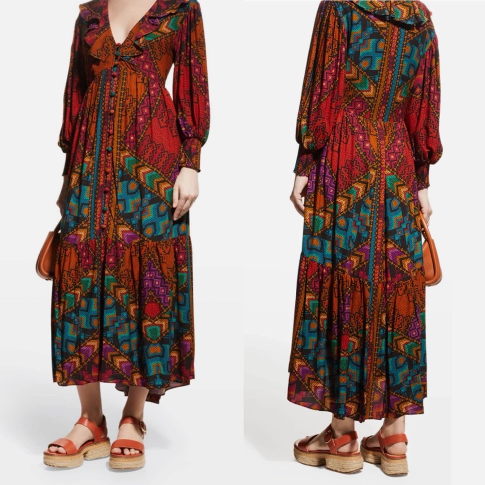 Farm Rio Yawanawa Stripes Ankle Dress - Picture 5 of 10